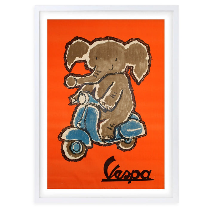 Wall Art's Vespa Elephant Large 105cm x 81cm Framed A1 Art Print