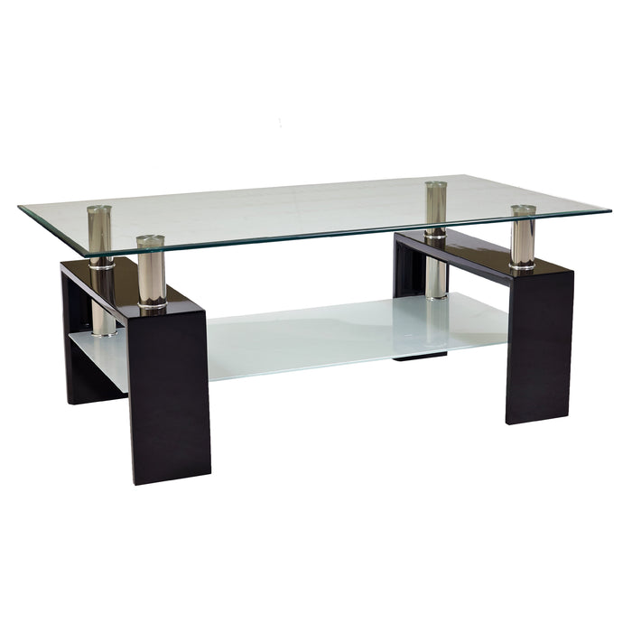 Eppin 2-Tier Black Glass Coffee Table