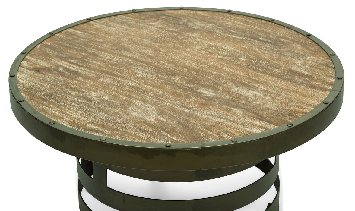 Retro Style Spiral Round Coffee Table with Wood Top