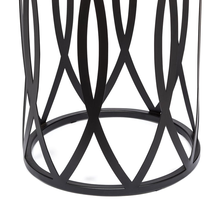 Black Round Iron Side Table with Cross Legs and Copper Finish Top