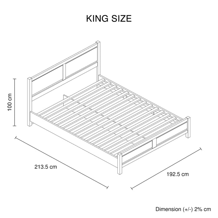 3 Pieces Bedroom Suite Natural Wood Like MDF Structure King Size Oak Colour Bed, Bedside Table