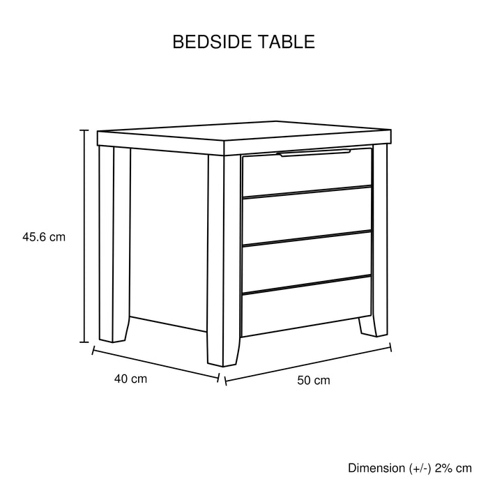 3 Pieces Bedroom Suite Natural Wood Like MDF Structure Queen Size Oak Colour Bed, Bedside Table