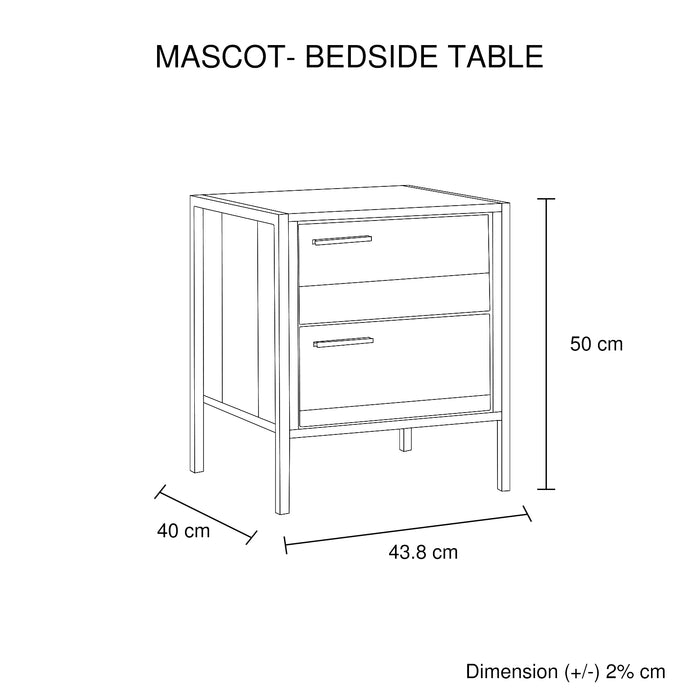 4 Pieces Storage Bedroom Suite with Particle Board Contraction and Metal Legs Queen Size Oak Colour Bed, Bedside Table & Tallboy