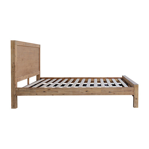 3 Pieces Bedroom Suite in Solid Wood Veneered Acacia Construction Timber Slat Single Size Oak Colour Bed, Bedside Table