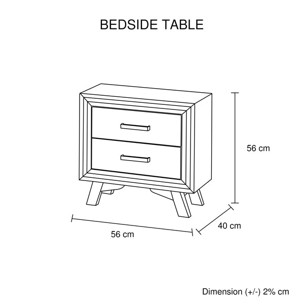 4 Pieces Bedroom Suite King Size Silver Brush in Acacia Wood Construction Bed, Bedside Table & Dresser