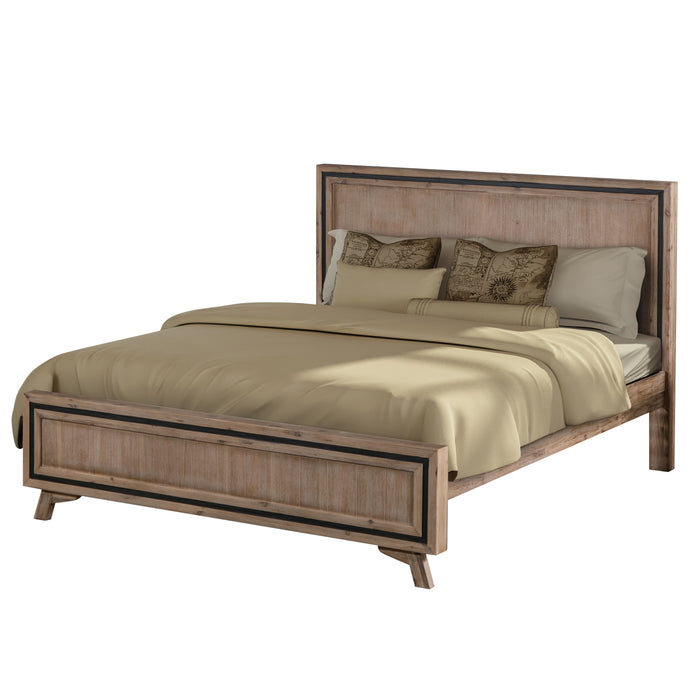 King Size Silver Brush Bed Frame in Acacia Wood Construction