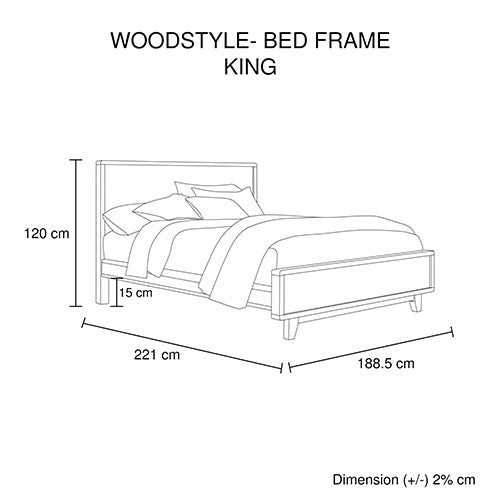 King Size Wooden Bed Frame in Solid Wood Antique Design Light Brown