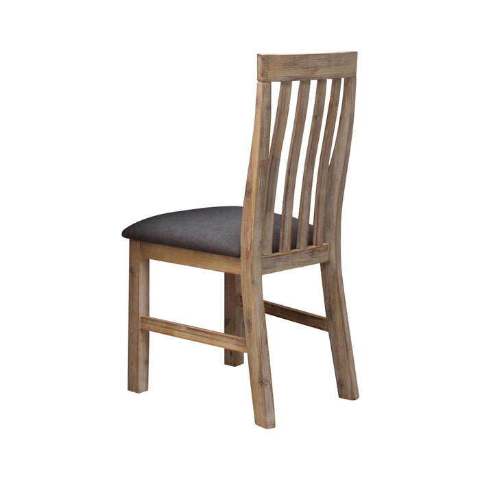 2x Wooden Frame Leatherette in Solid Wood Acacia & Veneer Dining Chairs in Oak Colour