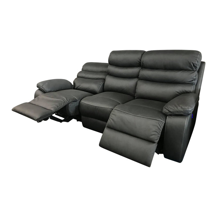 3RR+1RR+1RR Leatherette Grey Electric Recliner Feature Multi Positions Ultra Cushioned USB Outlets