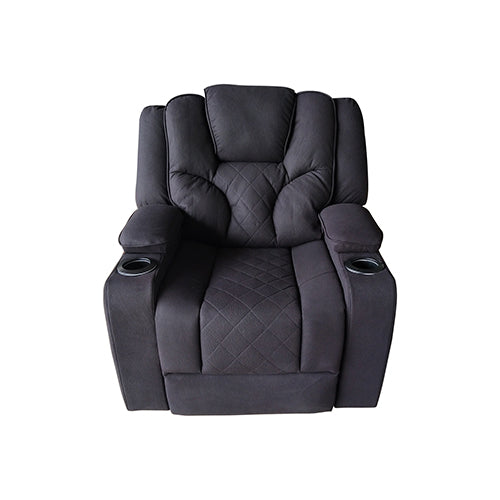 Electric Recliner Stylish Rhino Fabric Black 1 Seater Lounge Armchair with LED Features