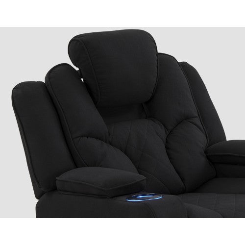 Electric Recliner Stylish Rhino Fabric Black 1 Seater Lounge Armchair with LED Features