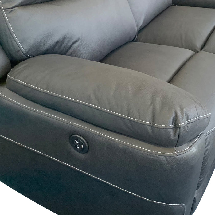 Finlay Charcoal 3R+2R+1R Finest Fabric Electric Recliner Feature Multi Positions Ultra Cushioned USB Outlets