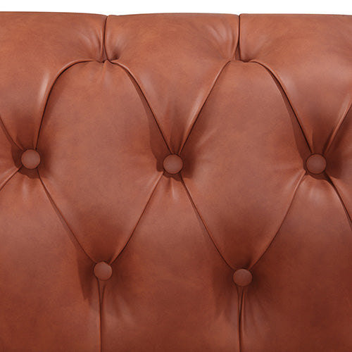 3+2 Seater Brown Sofa Lounge Chesterfireld Style Button Tufted in Faux Leather