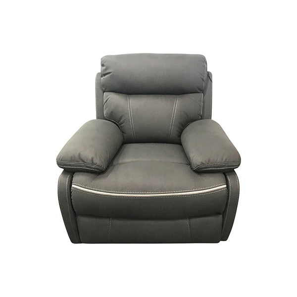 3+1+1 Seater Electric Recliner Sofa In Luxe Rhino Polyester Plywood Fabric In Ash Colour with Plastic Black Base