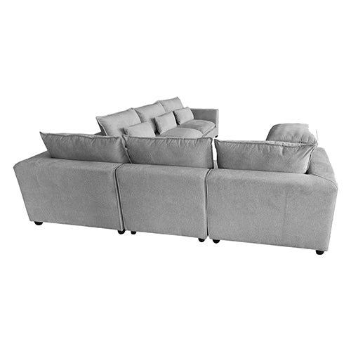 6 Seater Cloud Sectional Sofa in Belfast Fabric Grey Living Room Couch with Ottoman