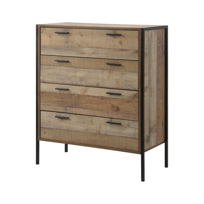 Tallboy 4 Storage Drawers Natural Wood Like Particle board Construction in Oak Colour