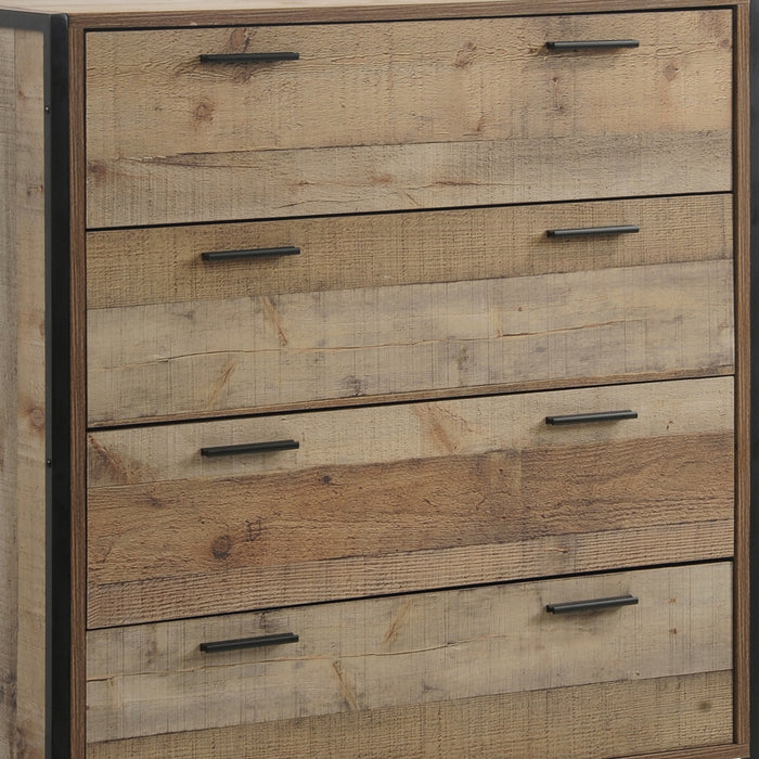 Tallboy 4 Storage Drawers Natural Wood Like Particle board Construction in Oak Colour