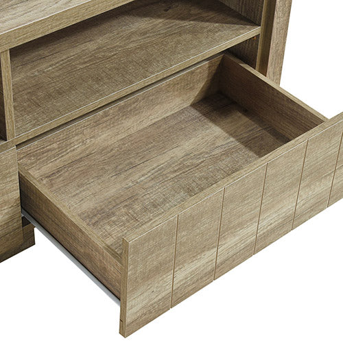 TV Cabinet 3 Storage Drawers with Shelf Natural Wood like MDF Entertainment Unit in Oak Colour