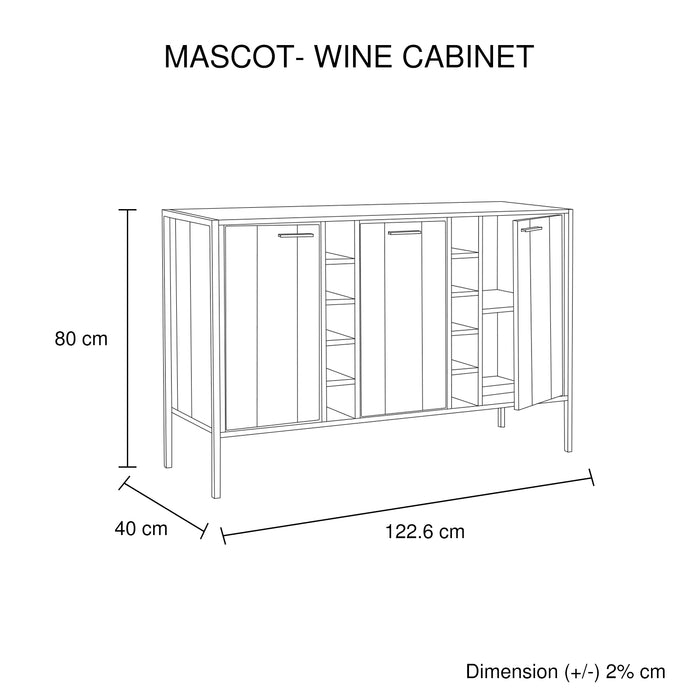 Wine Cabinet with 2 Strorage and open Selves Bar Cabinet Cupboard in Oak Colour