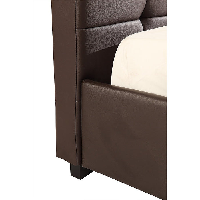 Queen PU Leather Deluxe Bed Frame Brown