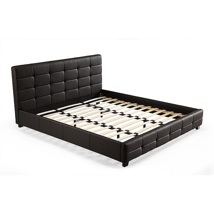 King PU Leather Deluxe Bed Frame Black