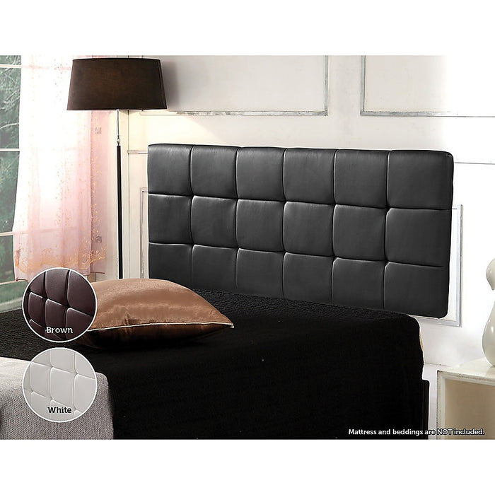 PU Leather Double Bed Deluxe Headboard Bedhead - Black