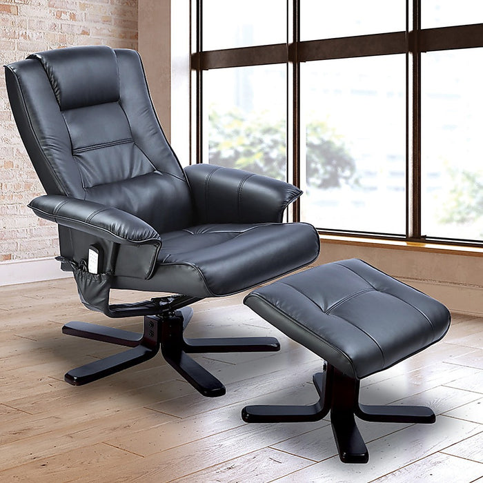 PU Leather Massage Chair Recliner Ottoman Lounge Remote