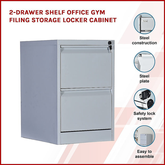 2-Drawer Shelf Office Gym Filing Storage Locker Cabinet