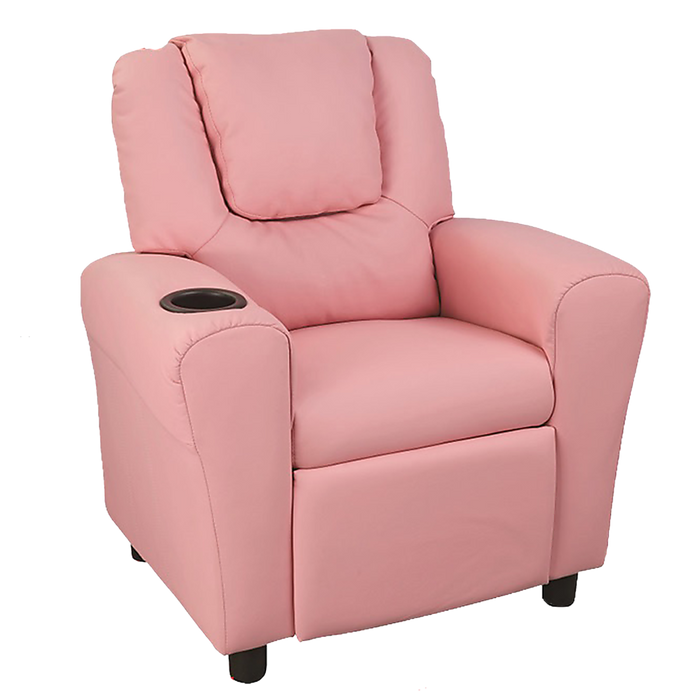 PU Leather Kids Recliner with Drink Holder