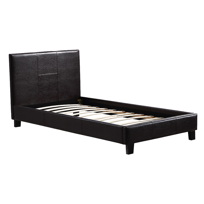 Single PU Leather Bed Frame Brown