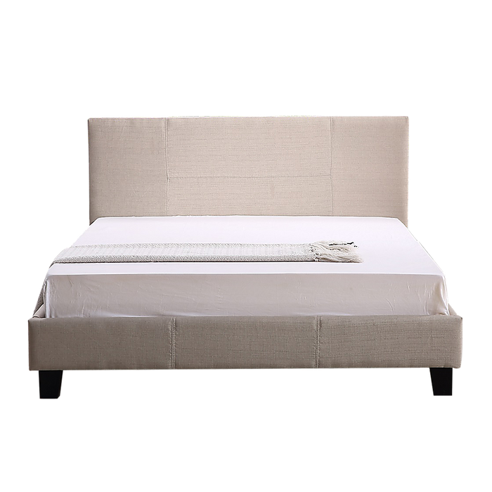 Queen Linen Fabric Bed Frame Beige