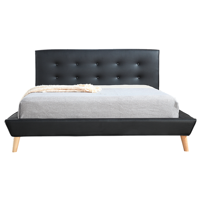 Double PU Leather Deluxe Bed Frame Black