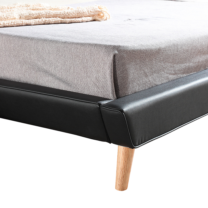 King PU Leather Deluxe Bed Frame Black