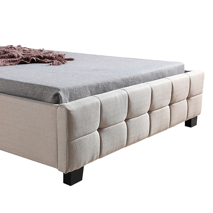 King Single Linen Fabric Deluxe Bed Frame Beige