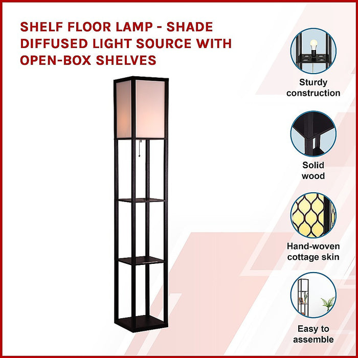 Shelf Floor Lamp - Shade Diffused Light Source with Open-Box Shelves