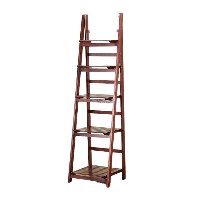 5 Tier Wooden Ladder Shelf Stand Storage Book Shelves Shelving Display Rack