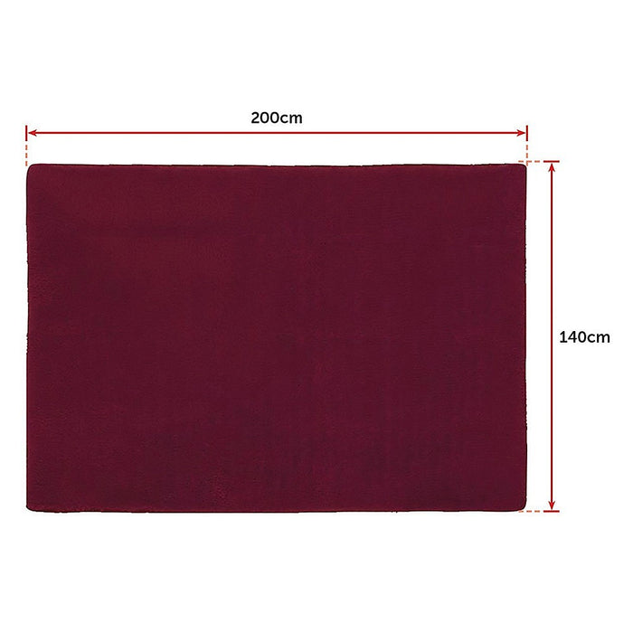 200x140cm Floor Rugs Large Shaggy Rug Area Carpet Bedroom Living Room Mat - Burgundy