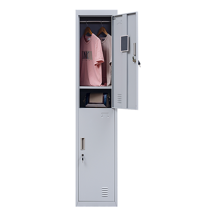 2-Door Vertical Locker for Office Gym Shed School Home Storage