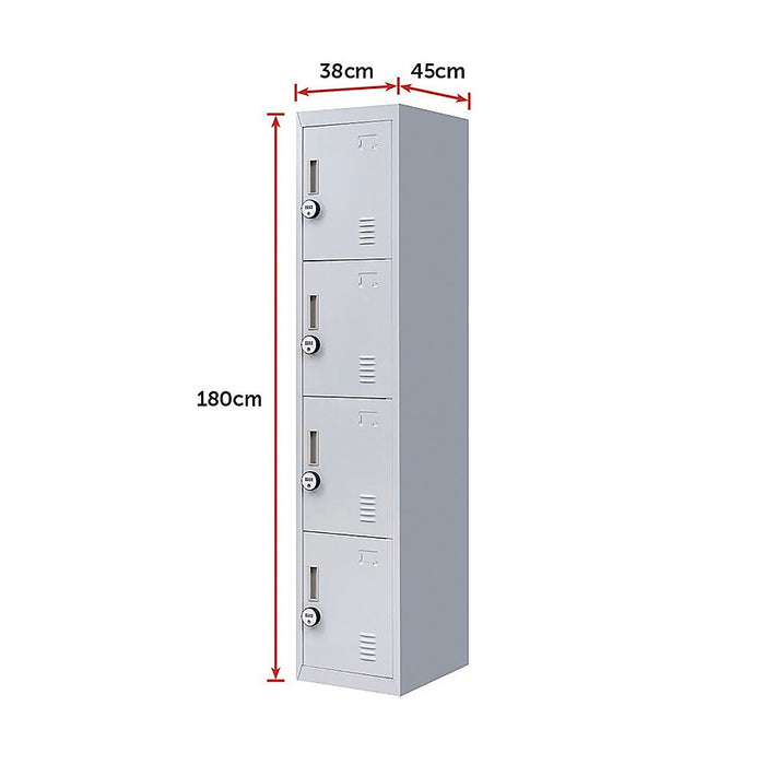 4-Door Vertical Locker for Office Gym Shed School Home Storage