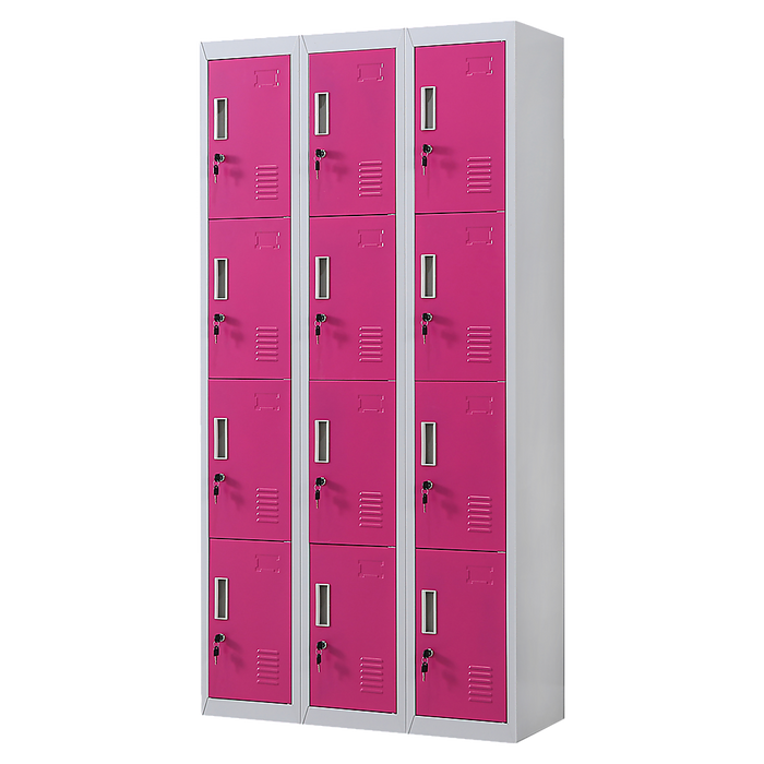 12-Door Locker for Office Gym Shed School Home Storage - Standard Lock with 2 Keys