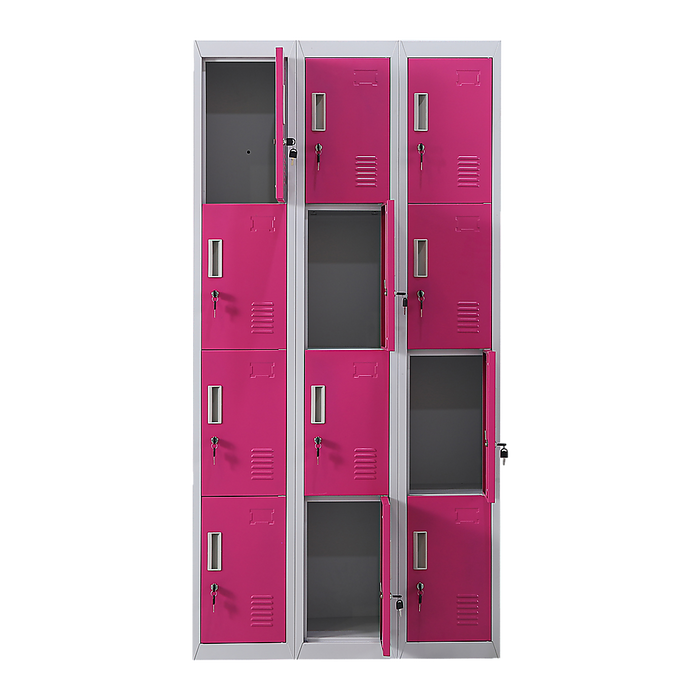 12-Door Locker for Office Gym Shed School Home Storage - Standard Lock with 2 Keys