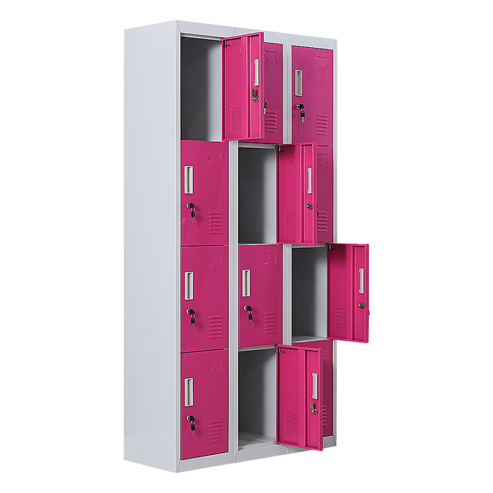 12-Door Locker for Office Gym Shed School Home Storage - Standard Lock with 2 Keys