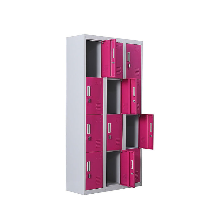 12-Door Locker for Office Gym Shed School Home Storage - Padlock-operated