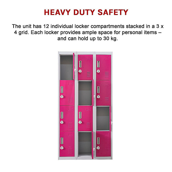 12-Door Locker for Office Gym Shed School Home Storage - 3-Digit Combination Lock