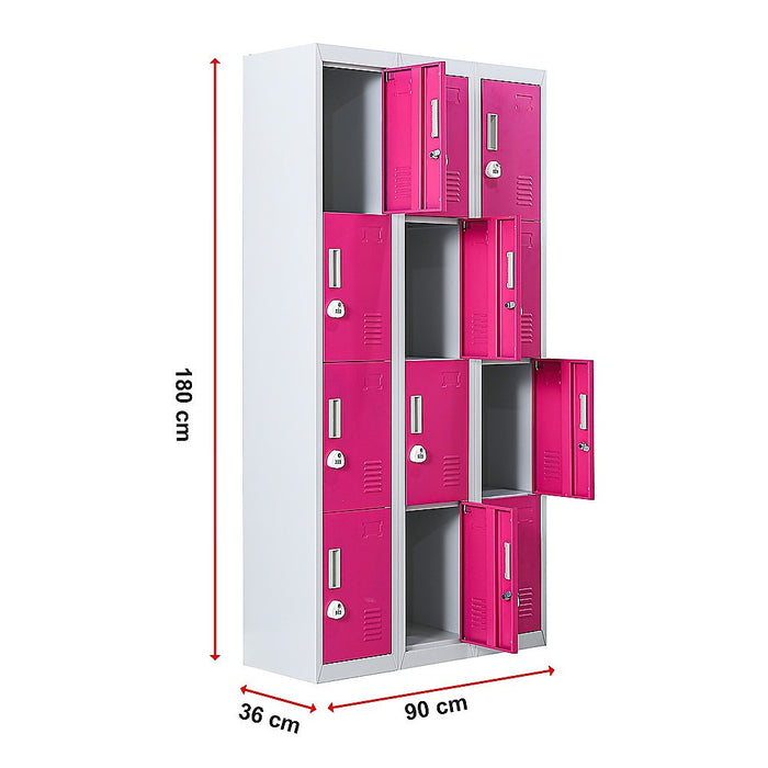 12-Door Locker for Office Gym Shed School Home Storage - 3-Digit Combination Lock