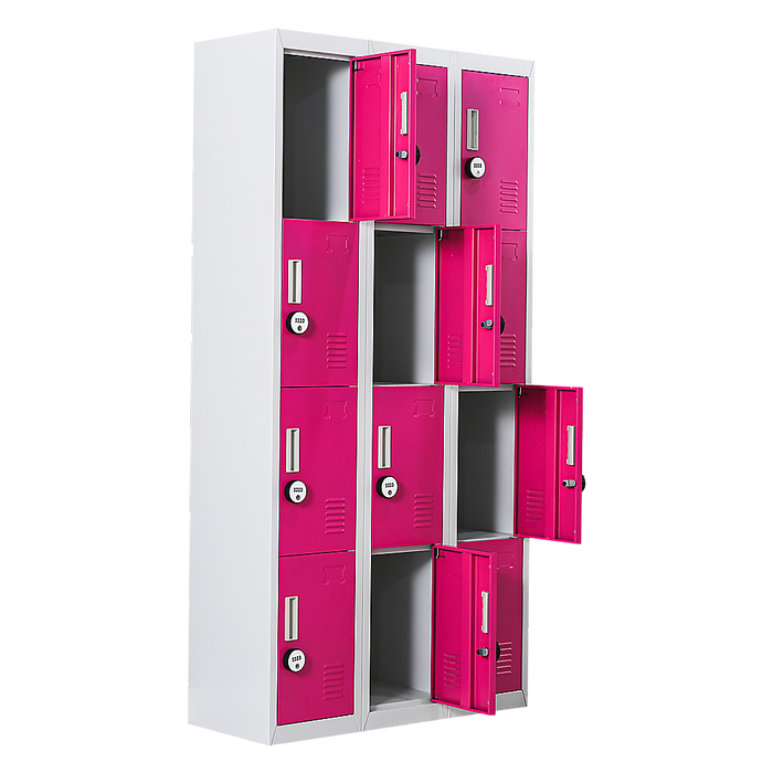 12-Door Locker for Office Gym Shed School Home Storage - 4-Digit Combination Lock