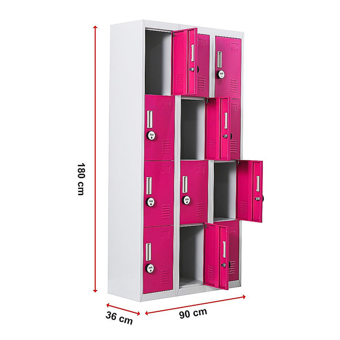 12-Door Locker for Office Gym Shed School Home Storage - 4-Digit Combination Lock