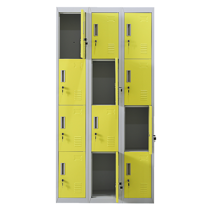 12-Door Locker for Office Gym Shed School Home Storage - Standard Lock with 2 Keys