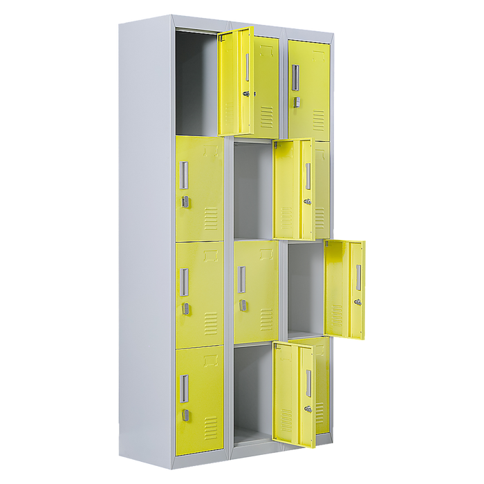 12-Door Locker for Office Gym Shed School Home Storage - Padlock-operated