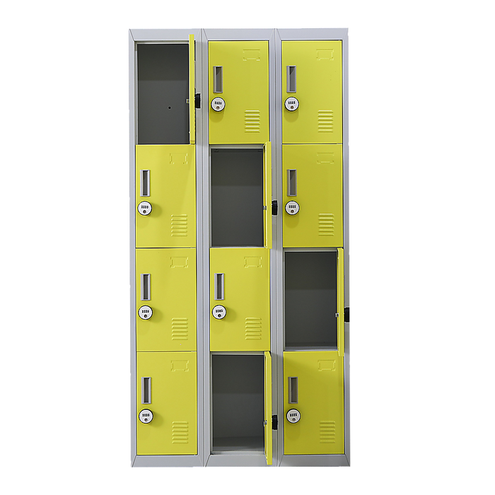 12-Door Locker for Office Gym Shed School Home Storage - 4-Digit Combination Lock